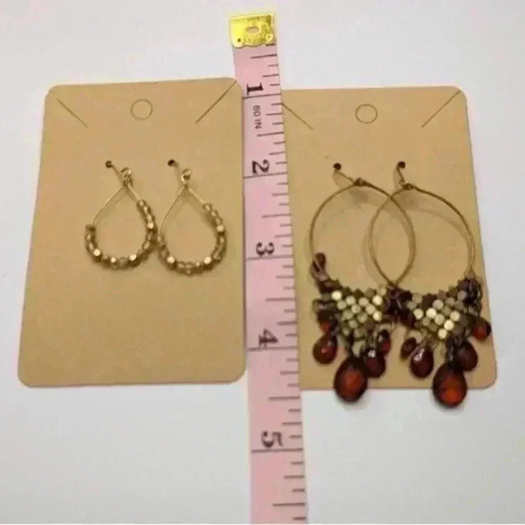 Beaded Hoop Earrings Bundle of two Natural Colored Fashion Jewelry - Picture 4 of 4